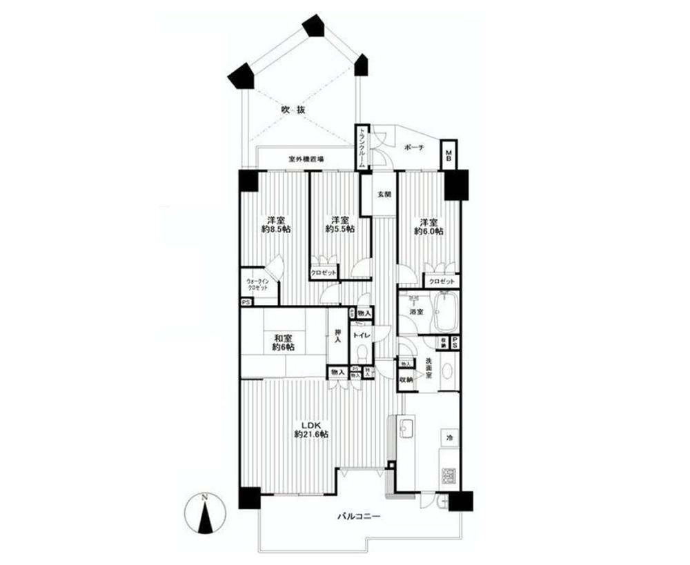 Floor plan. 4LDK, Price 32,800,000 yen, Footprint 105.39 sq m , Balcony area 19.19 sq m