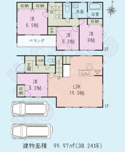 Floor plan. 34,800,000 yen, 4LDK, Land area 120.58 sq m , Building area 99.97 sq m