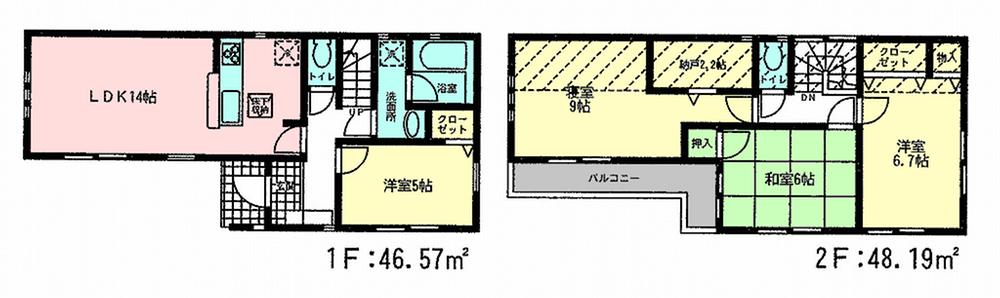 Floor plan. 29,800,000 yen, 4LDK, Land area 136.64 sq m , Building area 94.76 sq m 1 Building Floor Plan