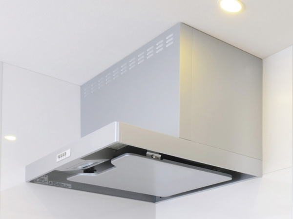 Kitchen.  [Range food] Adopting the current plate with the type to increase the intake performance. Occur in cooking, Smoke and smell is efficient ventilation.