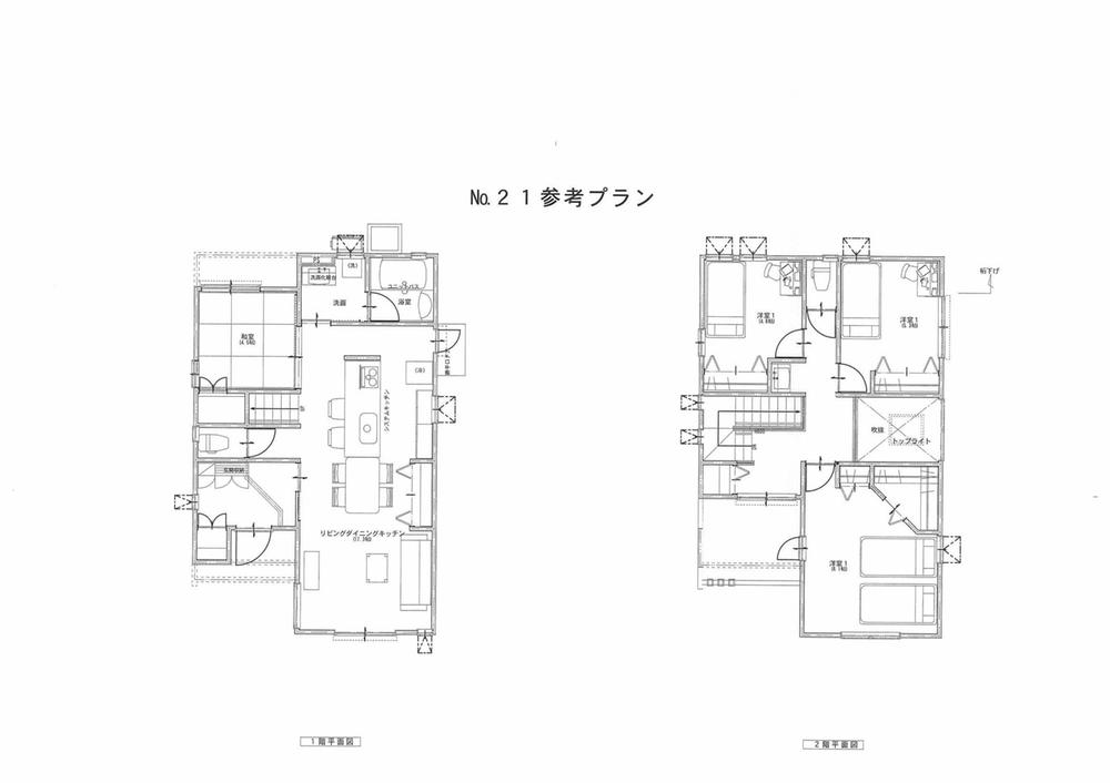 Building plan example (floor plan). Building plan example (No.21) 4LDK, Land price 26,900,000 yen, Land area 115.45 sq m , Building price 19 million yen, Building area 104.33 sq m