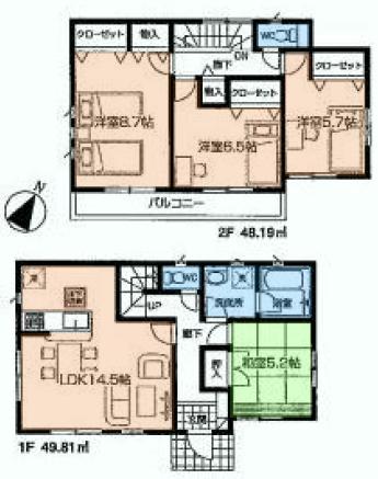 Floor plan. (2), Price 30,800,000 yen, 4LDK, Land area 138.42 sq m , Building area 96 sq m