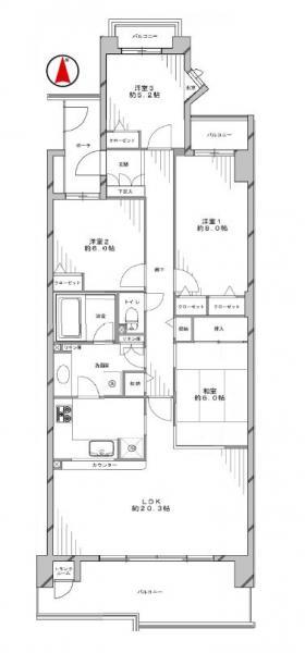 Floor plan. 4LDK, Price 29,800,000 yen, Footprint 102.93 sq m , Balcony area 18.98 sq m pet breeding Allowed, Very beautiful room is attractive by the renovated.
