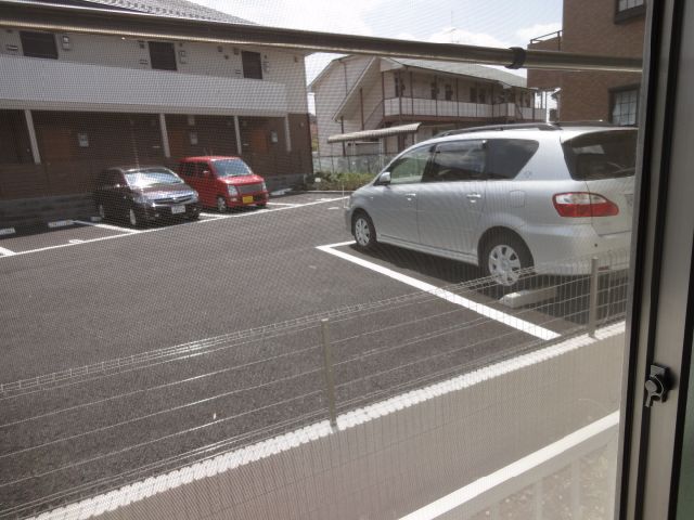 Balcony. Outside is a quiet residential area