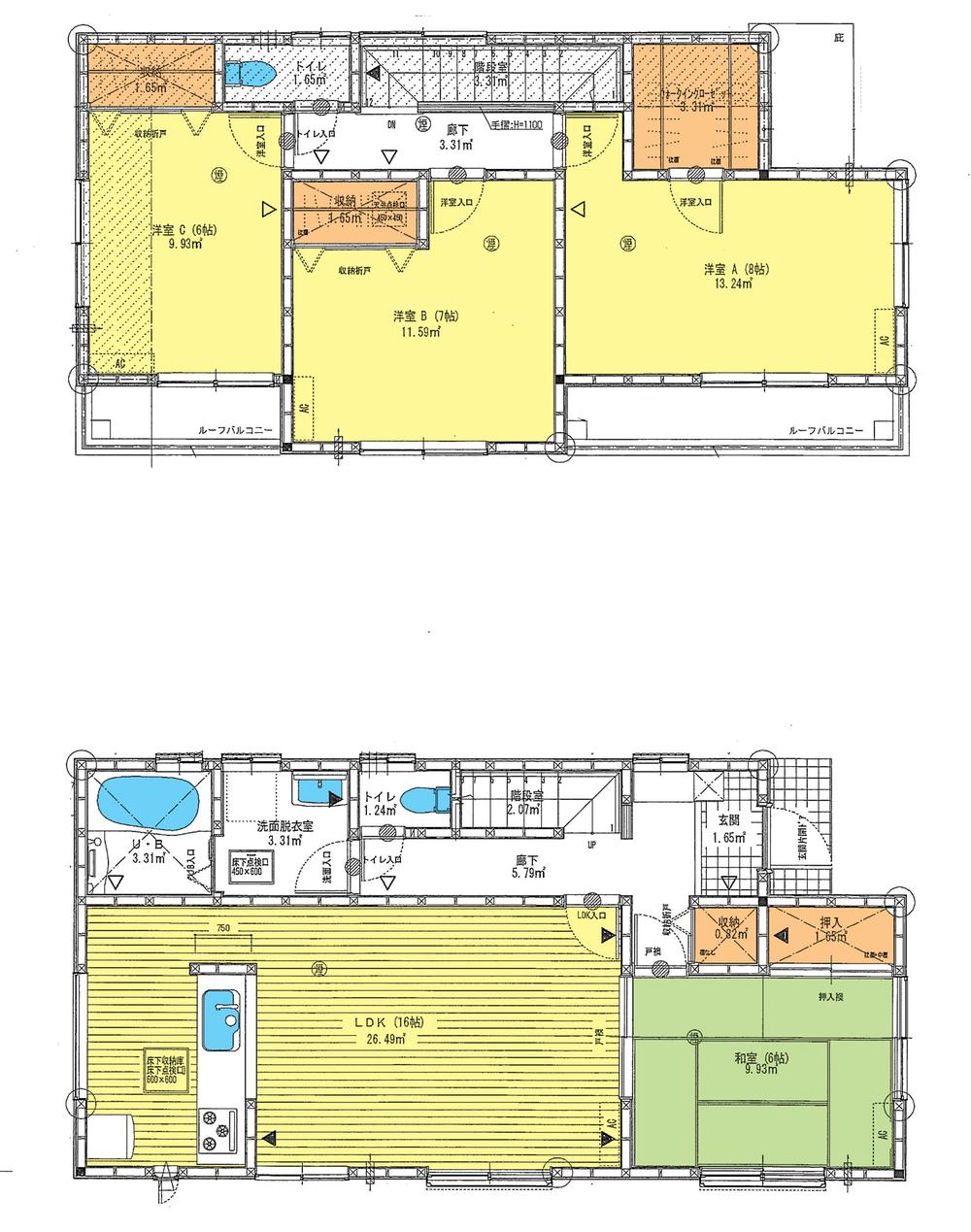 Floor plan. (1 Building), Price 23,700,000 yen, 4LDK, Land area 164.55 sq m , Building area 105.99 sq m