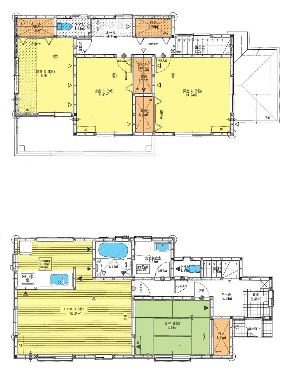 Floor plan. (3 Building), Price 23.8 million yen, 4LDK, Land area 168.06 sq m , Building area 105.99 sq m
