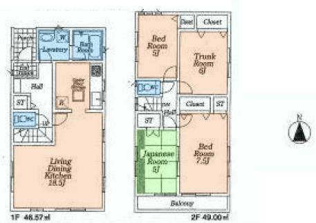 Floor plan. (5), Price 31,800,000 yen, 4LDK, Land area 123.36 sq m , Building area 95.57 sq m