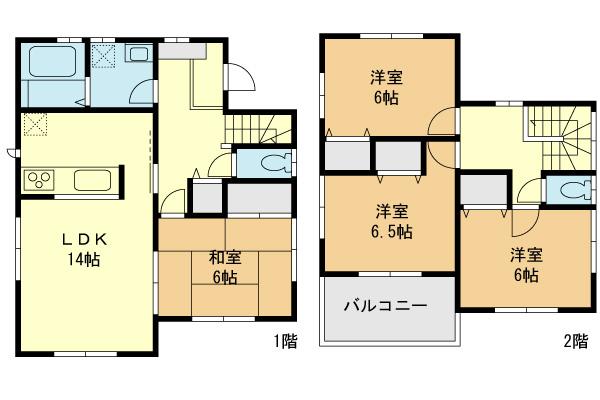 Floor plan. (6 Building), Price 34,800,000 yen, 4LDK, Land area 135.1 sq m , Building area 96.05 sq m