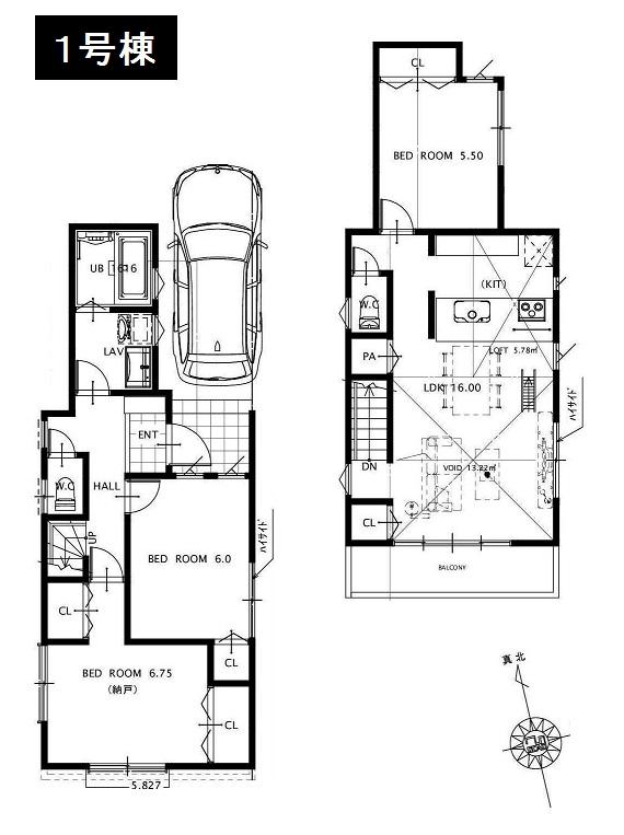 Floor plan. (1 Building), Price 35,800,000 yen, 2LDK+S, Land area 76.5 sq m , Building area 81.66 sq m