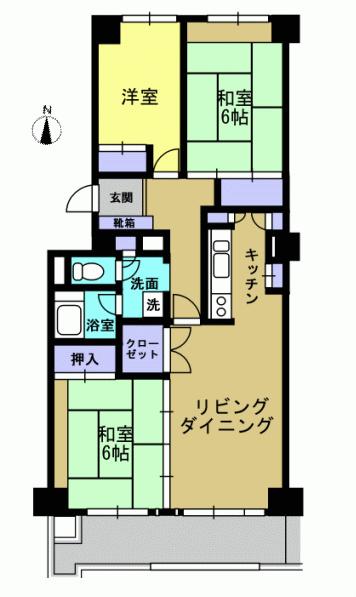 Floor plan. 3LDK, Price 19.5 million yen, Occupied area 81.11 sq m , Balcony area 9.15 sq m