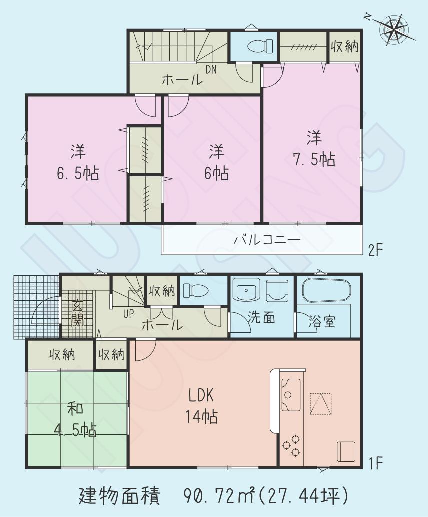 Floor plan. (3 Building), Price 23,300,000 yen, 4LDK, Land area 130.09 sq m , Building area 90.72 sq m