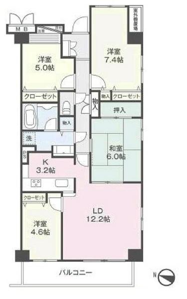 Floor plan. 4LDK, Price 25,800,000 yen, Occupied area 86.02 sq m , Balcony area 8.54 sq m west ・ South ・ East of 3 direction room 4LDK