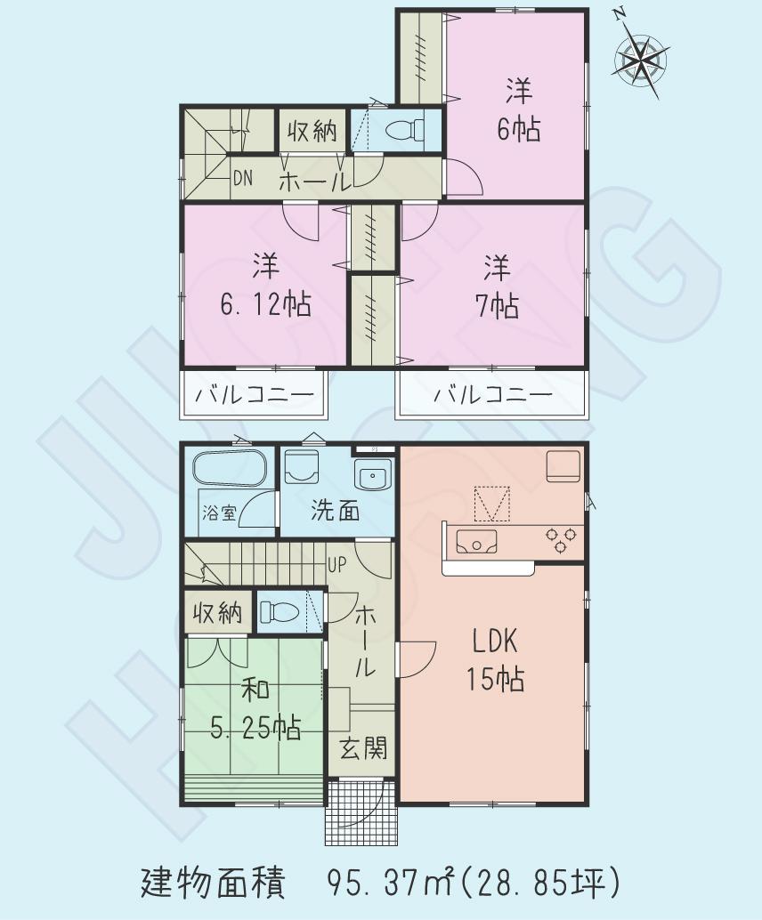 Floor plan. (1 Building), Price 32,800,000 yen, 4LDK, Land area 140.7 sq m , Building area 95.37 sq m