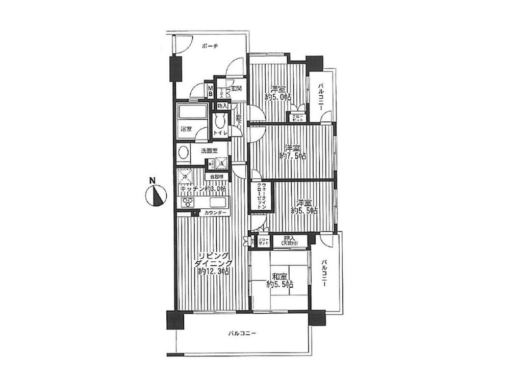 Floor plan. 4LDK, Price 24,300,000 yen, Occupied area 82.01 sq m , Balcony area 22.46 sq m