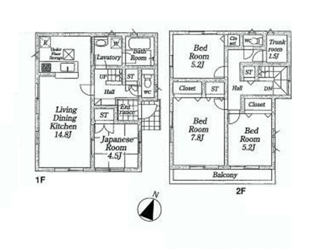 Floor plan. (Building 2), Price 32,800,000 yen, 4LDK+S, Land area 120.02 sq m , Building area 95.98 sq m