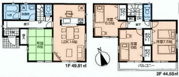 Floor plan. (1), Price 34,800,000 yen, 4LDK, Land area 120.05 sq m , Building area 94.36 sq m