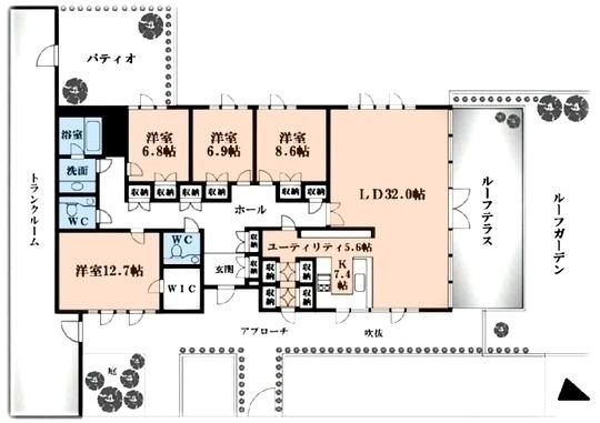 Floor plan. 4LDK, Price 38,800,000 yen, Footprint 190.25 sq m , Balcony area 85.92 sq m