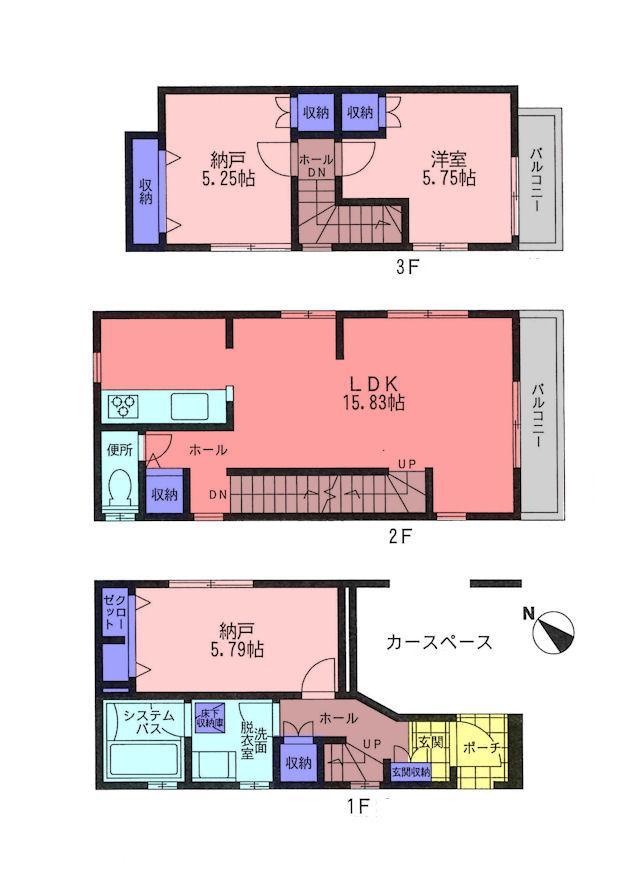 Floor plan. 26,800,000 yen, 3LDK, Land area 58.8 sq m , Building area 96.54 sq m