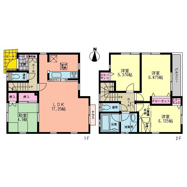 Floor plan. (1 Building), Price 26,800,000 yen, 4LDK, Land area 77.38 sq m , Building area 92.74 sq m