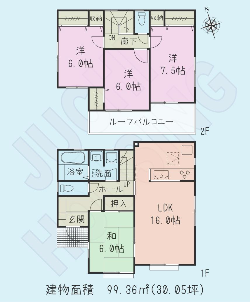 Floor plan. (6-1), Price 26,800,000 yen, 4LDK, Land area 130.77 sq m , Building area 99.36 sq m