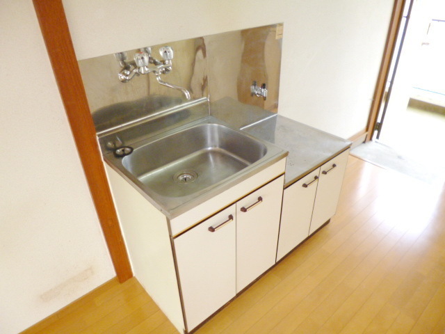 Kitchen. Two-burner gas stove is installation-friendly type of kitchen