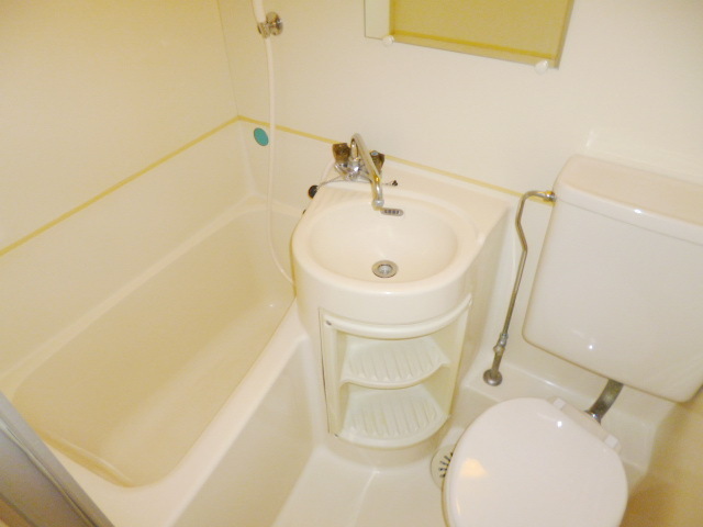 Bath. Unit bus with a mirror