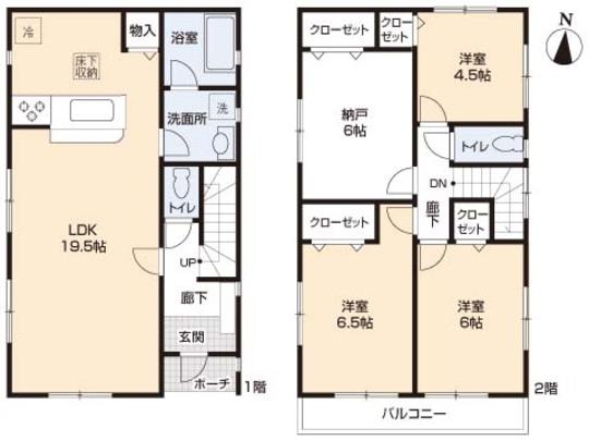 Floor plan. 28.8 million yen, 3LDK, Land area 128.97 sq m , Building area 95.58 sq m floor plan