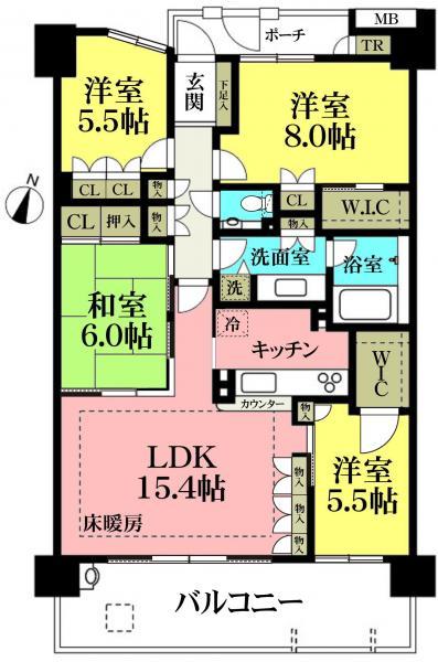 Floor plan. 4LDK, Price 28.8 million yen, Occupied area 99.66 sq m , Balcony area 17.82 sq m