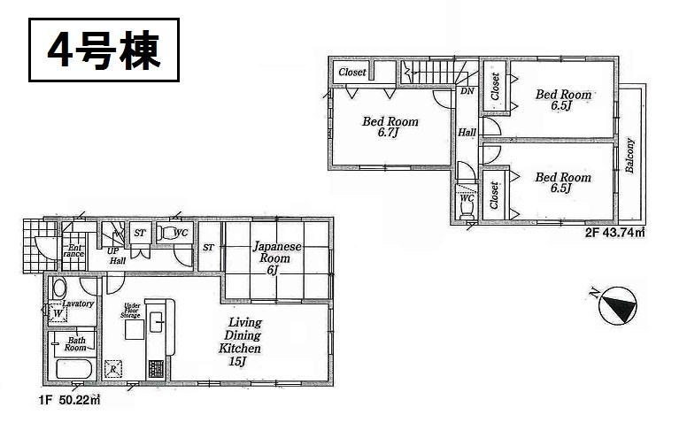 Floor plan. (4 Building), Price 22,800,000 yen, 4LDK, Land area 138.21 sq m , Building area 93.96 sq m