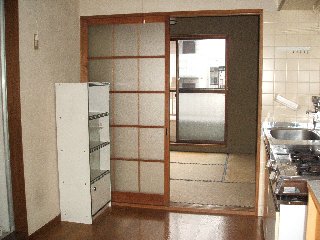 Living and room. Door of stylish frosted glass