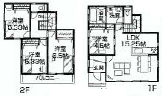 Floor plan. 25,800,000 yen, 4LDK, Land area 124.14 sq m , Building area 88.43 sq m