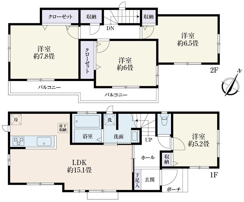 Floor plan. (C Building), Price 24,800,000 yen, 4LDK, Land area 125.03 sq m , Building area 95.11 sq m