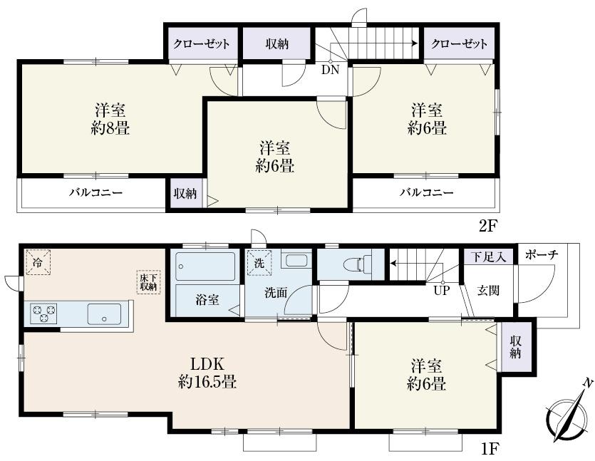 Floor plan. (D Building), Price 25,800,000 yen, 4LDK, Land area 125.03 sq m , Building area 98.12 sq m