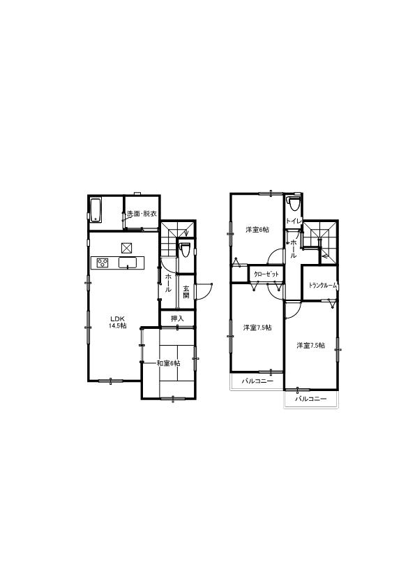 Floor plan. 18,800,000 yen, 4LDK, Land area 144.76 sq m , Building area 97.2 sq m 3 Building.