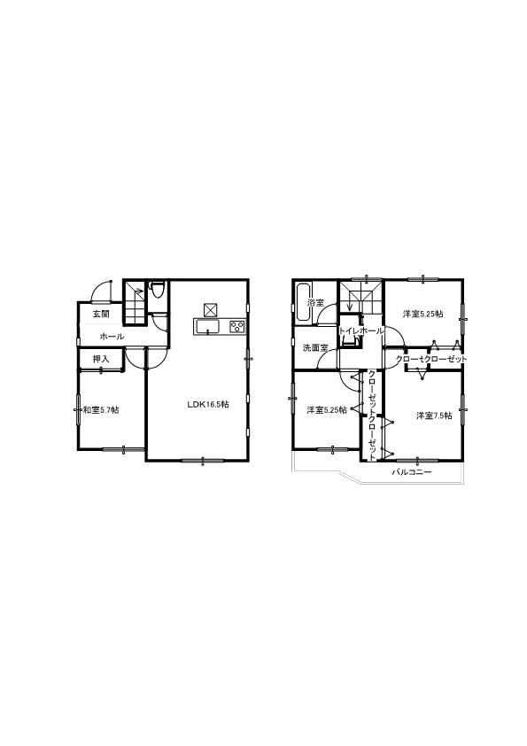 Floor plan. 18,800,000 yen, 4LDK, Land area 144.76 sq m , Building area 97.2 sq m 5 Building.