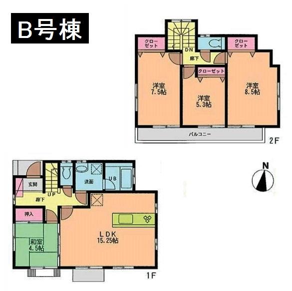 Floor plan. (B Building), Price 27,800,000 yen, 4LDK, Land area 131.86 sq m , Building area 98.12 sq m
