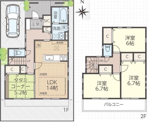 Floor plan. (A Building), Price 33,800,000 yen, 4LDK, Land area 104.52 sq m , Building area 98.81 sq m