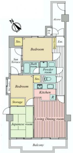 Floor plan. 3LDK, Price 16,900,000 yen, Occupied area 62.38 sq m , Balcony area 11.4 sq m