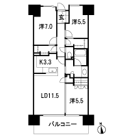 Floor: 3LD ・ K + N (storeroom) + 2WTC (walk-through closet), the occupied area: 75.09 sq m, Price: 36,800,000 yen (tentative)