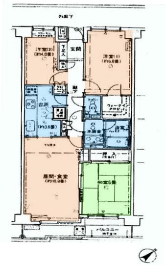 Floor plan. 3LDK, Price 19.6 million yen, Occupied area 72.25 sq m , Balcony area 7.31 sq m