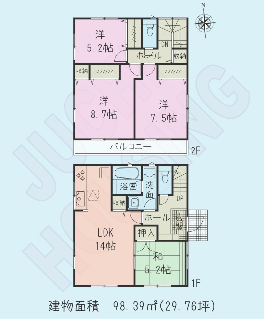 Floor plan. (4 Building), Price 27,800,000 yen, 4LDK, Land area 120.01 sq m , Building area 98.39 sq m
