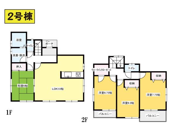 Floor plan. (Building 2), Price 38,800,000 yen, 4LDK, Land area 158.29 sq m , Building area 105.57 sq m