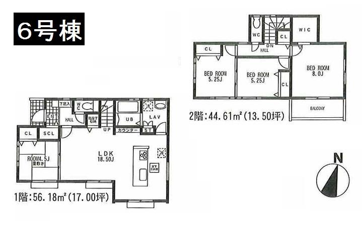 Floor plan. (6 Building), Price 40,800,000 yen, 4LDK, Land area 165.33 sq m , Building area 100.79 sq m