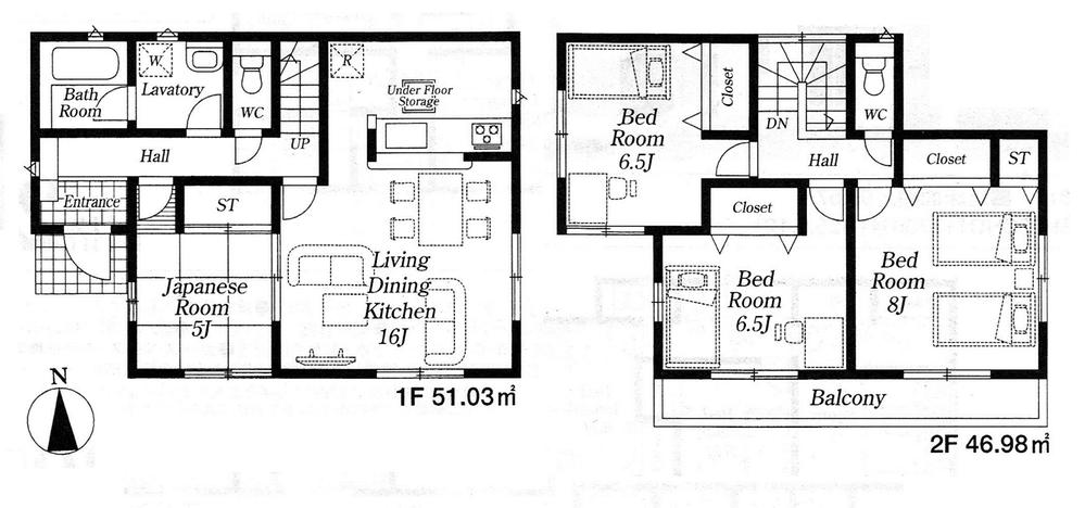 Floor plan. 26,800,000 yen, 4LDK, Land area 137.65 sq m , Building area 98.01 sq m