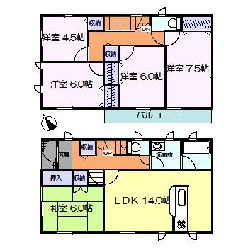 Floor plan. 38,800,000 yen, 5LDK, Land area 172.25 sq m , Building area 105.3 sq m