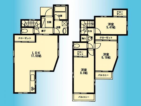 Floor plan. 22 million yen, 3LDK, Land area 120.68 sq m , Building area 91.08 sq m