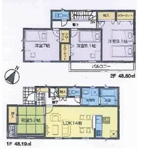 Floor plan. (3 Building), Price 30,800,000 yen, 4LDK, Land area 181.73 sq m , Building area 96.79 sq m