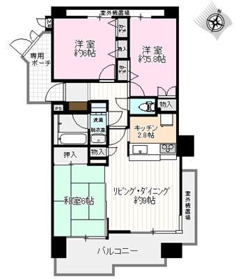 Floor plan. 3LDK, Price 18,800,000 yen, Occupied area 65.17 sq m , Is a figure taken between the balcony area 11.33 sq m.