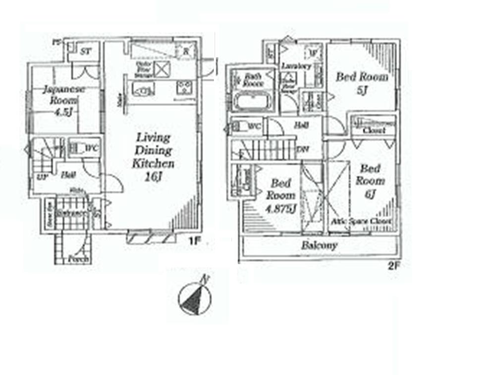 Floor plan. (1 Building), Price 36,800,000 yen, 4LDK, Land area 110 sq m , Building area 86.8 sq m