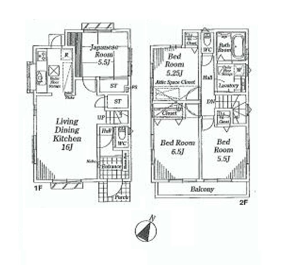 Floor plan. (Building 2), Price 34,800,000 yen, 4LDK, Land area 113 sq m , Building area 89.1 sq m